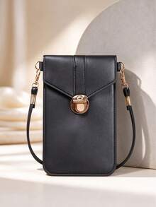 Vertical Phone Bag For Women, One Shoulder Crossbody Phone Bag, PU Leather Phone Small Bag, Lock Phone Bag, Long Phone Wallet, Mini Crossbody Small Bag - Multicolor - View 14