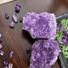 2pcs Natural Amethyst Crystal Clusters 60-85G Raw Quartz Crystal Geode Home Desktop Decor Gift - 2-pack (60-85g/each) - View 2