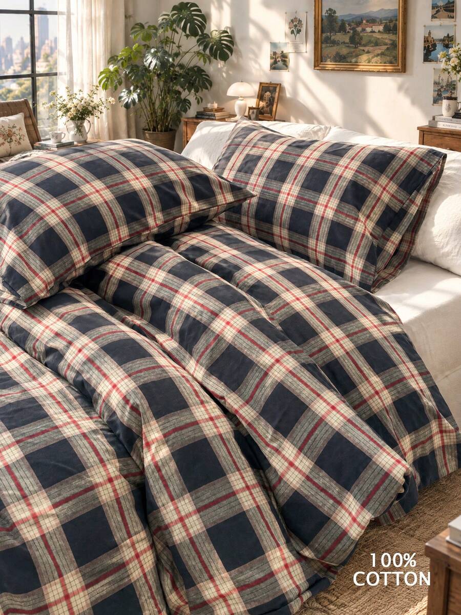 2/3pcs Linen Texture Duvet Cover Set (1 Duvet Cover, 1/2 Pillowcases), No Filling Included, Minimalist Style, Also Suitable For Bedroom And Guest Room. - Multicolor - View 1
