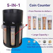 1pc Coin Sorting Piggy Bank With Automatic Coin Sorting And Storage Function, Manual Coin Counter, Suitable For Home Office, Home Decor, Room Decor, Christmas Gift - Black - View 3