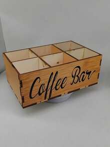 Wooden Coffee Bar Storage Organizer, 6-Compartment Coffee Station Rack For Coffee Capsules, Tea Bags, Sugar And Straws, Suitable For Rustic Style Kitchen Countertop Decor, Storage Box, Available In Black, White, Bamboo Colors - Multicolor - View 6