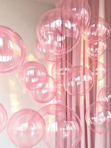 5pcs 18-Inch Pink Bubble Foil Balloons, Round Mylar Balloons For Wedding Birthday Party Decoration, Balloon Arch Photo Wall Backdrop Props, Camping Anniversary Home Decor - Pink - View 10