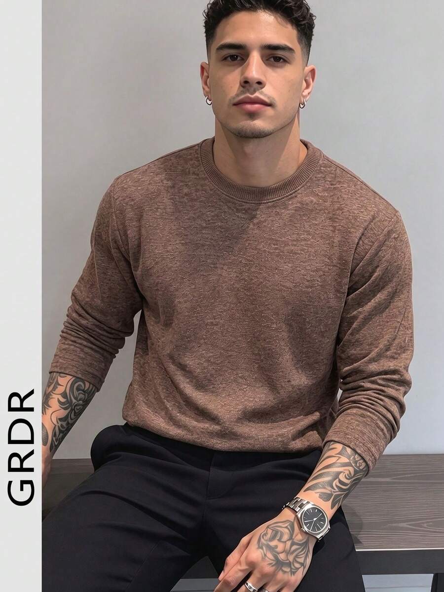 GRDR Men's Casual Long Sleeve, Versatile For Daily Wear, Suitable For Autumn/Winter Outings - Brown - View 1