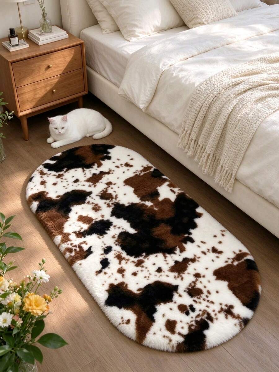 1pc Autumn/Winter Faux Rabbit Fur Design Decorative Rug - Luxury Decor, Plush Rug, Decorative Carpet, Bedroom Decor, Small Rug, Carpet, Home Decor, Living Room Rug, Living Room Small Rug, Bedroom Carpet, Living Room Home Decor, Outdoor Rug, Washable Carpet - B - View 1