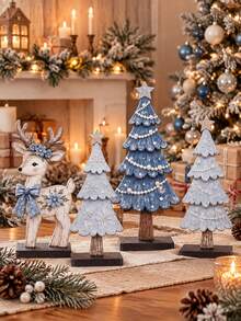 7pcs Christmas Wooden Decor Set, Christmas Tabletop Decoration, Christmas Tabletop Decor Set, Suitable For Christmas Decoration, Christmas Gift, Fireplace, Entryway, Living Room, Bedroom, Room Decor, Christmas Party - Multicolor - View 9