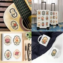 50Pcs American Stamp Floral Notepad Stickers, A Set Of Vibrant And Colorful Beautiful Stickers, Suitable For All Kinds Of Holidays, Party, Laptops, Tablet, Skateboards, Journals, Scrapbooks, Water Bottles Stickers - one-size - View 5