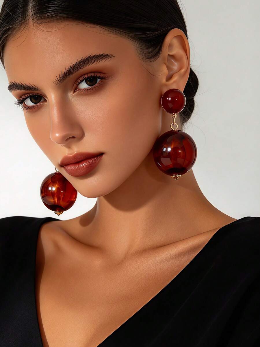 1 Pair Women's Vintage European & American Style Gold Solid Metal ...