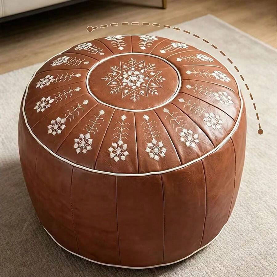 1pc Luxury Round Soft Padded Storage Ottoman, Footstool, Large Capacity Storage Bag For Toys, Clothes And Miscellaneous Items, Living Room Furniture, Cushion, Pouf, Seat Stool, Home Storage - Multicolor - View 1