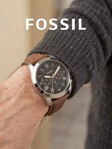 Fossil FS4813IE Grant Chronograph Men Watch,44mm Stainless‑Steel Case,Brown Textured Strap,Black Roman Numeral Dial,5ATM Water Resistant - one-size - View 5