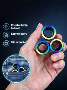 Magnetic Spinning Colorful Ring, Creative Stress Relief Toy For Adults Office, Magnetic Assembly And Rotation, Portable Pocket Size For Indoor And Outdoor, Perfect Christmas And Birthday Gift For Friends - Multicolor - View 7