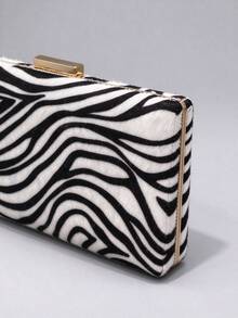 Women's Evening Bags Zebra Print Box Clutch Purse,Suede Handbag, Animal Pattern Formal Party Wedding Prom Shoulder Crossbody Bag,Christmas Gift - Multicolor - View 7