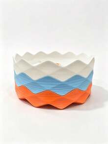 3pcs Stackable Wavy Jewelry Trays, Multi-Layer Cosmetic Organizer, Cute Wavy Edge Vanity Tray, Suitable For Rings, Earrings, Necklaces, Bracelets, Desktop Makeup Table Storage Tray, Bedroom Dressing Table Decor - Blue + White + Orange - View 12