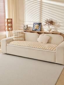 1pc Thick Faux Rabbit Fur Winter Warm Pet Sofa Cushion Cover, Non-Slip, Dirt-Resistant, Scratch-Resistant, Machine Washable, Warm And Comfortable, Suitable For Cats And Dogs, Pet-Friendly Home Decor Sofa Pad - Beige - View 6