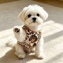 Leopard Print Flannel Small Dog Pet Vest, Thick Warm Sleeveless Puppy Clothes For Autumn/Winter, Soft Flannel Dog Apparel, Suitable For Maltese, Bichon, Teddy, Cold Weather Daily Pet Outfit - Multicolor - View 11
