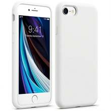 原裝矽膠保護殼，適用於 iPhone 13 14 15，[軍規級防震保護] 矽膠保護殼配備柔軟防刮微纖維內襯，適用於 iPhone 16 Pro Max 17 Pro Max 18 Pro Max XS Max XR 7 8 Plus SE2022 6s 6s Plus 12 Mini 11 - 純白 - 查看 7