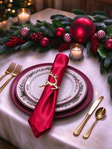 2-12pcs Christmas Deer Napkin Rings, Metal Christmas Deer Shaped Napkin Rings, Christmas Table Decor, Christmas Holiday Decoration, Napkin Storage Decor, Suitable For Holiday Party Restaurant Hotel Tabletop Decoration And Plating - Gold - View 2