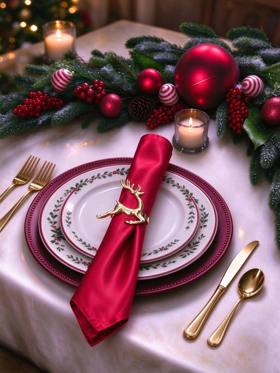 2-12pcs Christmas Deer Napkin Rings, Metal Christmas Deer Shaped Napkin Rings, Christmas Table Decor, Christmas Holiday Decoration, Napkin Storage Decor, Suitable For Holiday Party Restaurant Hotel Tabletop Decoration And Plating