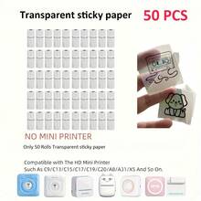 Color-Revealing Transparent Adhesive Stickers Clear Mini Printer Refill Paper For Christmas DIY Gifts, Halloween Journals, Photo Printing, Study Notes, Inventory Recording, Compatible Refill Tape Only - View 63