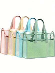 Portable Expandable Design Transparent File Storage Bag, Large Capacity File Tote Bag, Handheld Folder, Bill Organizer Box, Test Paper Organizer Bag, Office Supplies, Home Living Room Decor, Desktop Back To School Essential Accessory - Multicolor - View 11