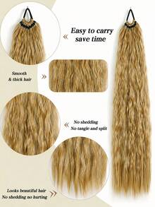24 Inch Synthetic Long Curly Ponytail Hair Extension With Elastic Hair Tie, Fashionable Daily Use Party Hair Accessory, Soft Touch Wig Piece, Corn Curl Ponytail Hair Extension, Heat Resistant Fiber, For Women - Multicolor - View 4