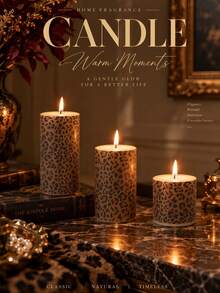 3/1pc European Style Leopard Print Pillar Candles, 1.97 Inch Diameter, Set Combination, Suitable For Home Decor, Cabinet Decor, Holiday Party, Birthday Gift, Photography Props, Women's Gift - Multiple Styles - View 8