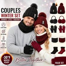 Winter Warm Keeping Set, Multiple Colors Available, Unisex, Winter Outdoor Wear For Multi Occasions, New Year Holiday Gift, 2Pcs/4Pcs/5Pcs Optional, Thick Warm Knitted Outfit For Cold Weather - Multiple Styles - View 4