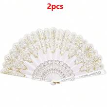 1pc/2pcs Elegant Bohemian Style Fabric Fan With Floral Pattern - Perfect For Weddings, Decorations, Parties, And Gifts | Elegant Design For Special Occasions Like Thanksgiving, Mother'S Day, Father'S Day, And Graduation Events, Wedding Decorations - Multicolor - View 14