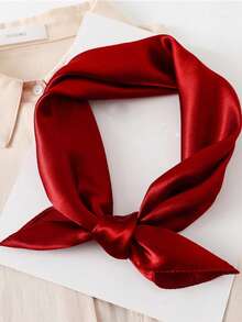 1pc Women's Solid Color Faux Silk Satin Scarf, Minimalist Elegant Versatile Square Headscarf, Multi-Functional Neck Scarf Suitable For Daily Wear, Dating, Dinner, Banquet - Multicolor - View 9