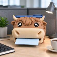 1pc Highland Cow Shaped Desktop Storage Box, Cute Cow Shaped Sticky Note Dispenser, Multi-Functional Office Desktop Organizer, Highland Cow Desktop Storage, Sticky Note Dispenser, Cute Stationery Storage Box, Desktop Storage Box - Multicolor - View 5