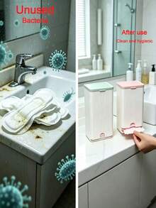 1pc Wall-Mounted Sanitary Napkin Storage Box, Suitable For Home Bathroom, Dust-Proof And Moisture-Proof, With Lid Design, Can Store Sanitary Napkins, Essential For Bathroom Decoration And Storage, Also Suitable For School - Multicolor - View 4