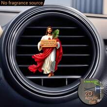 Jesus "God Loves The World" Car Air Vent Decoration Clip, 2D Acrylic Flat Ornament - God So Loved the World - View 4