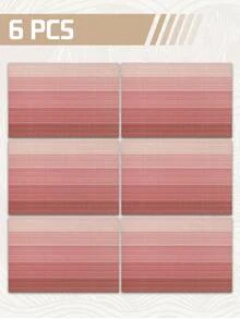 4pcs/6pcs Ombre Tablecloth, Modern Living Room & Dining Table Decor Placemats, Washable, Kitchen Table Mats, Heat Resistant Table Decoration, Suitable For Home Party, Camping Outdoor Dining Table Decor, Coffee Table, Spring & Summer Home Decor - Pink - View 10