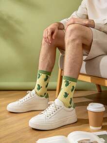Unisex Creative Pickle Pattern Mid-Calf Socks, Cute Cartoon Design, Comfortable & Breathable, Versatile - Multicolor - View 4