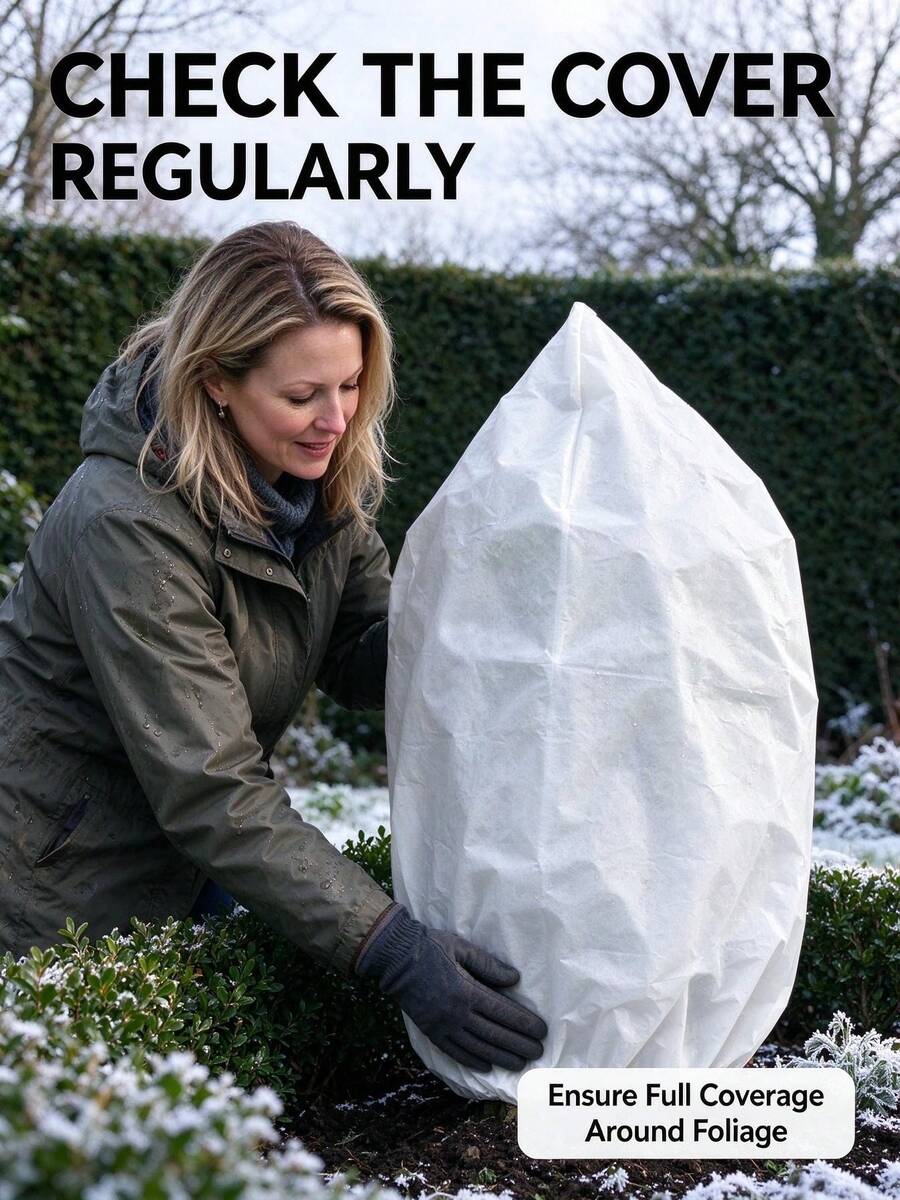 Plant Winter Frost Protection Cover, Tree Anti-Freeze Insulation Bag, Reusable Shrub Frost Protection Cloth, Drawstring Potted Plant Anti-Freeze Sleeve, Breathable Non-Woven Fabric Material, Windproof And Cold-Resistant, Suitable For Garden Shrubs, Fruit Trees, Outdoor Potted Plants, Winter Protection For Green Plants From Frost Damage, UV-Resistant, Garden Nursery Overwintering Insulation Protection Cover - White - View 1
