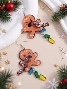 Fun Cute Gingerbread Candy Chain Earrings, Suitable For Christmas, Halloween And Holiday Gifts - Style 1 - View 3