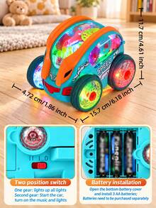 透明發光感官車 360°旋轉避障玩具，附彩色動態齒輪，適合2歲男孩女孩的車輛玩具，兒童生日禮物，女孩玩具，嬰兒玩具，感官玩具，男孩跳舞玩具 - 彩色 - 查看 12
