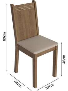 Juego de Comedor, Mesa con Tapa de Madera y 4 Sillas Oxford Samara, Color Marrón/Negro/Beige, Juego de Mesa Cuadrada para Cocina y Comedor, Asientos Tapizados Cómodos, Fácil Montaje - Marrón - Ver 2