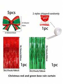 7/8pcs Christmas Red & Green 4D Ball/Bow Rain Curtain Balloon Set, Suitable For Christmas Theme Party Decor Props, Christmas Atmosphere Decoration, Celebrating Christmas, New Year, Winter Theme Arrangement, Christmas Photo Props - View 8