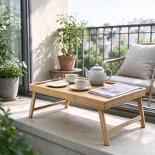 Foldable Low Side Table, Multi‑Purpose Low‑Height Tray Table With Raised Rim,50*30cm & 40*30cm,Ideal For Placing Laptop, Books, Snacks, Decorations, Suitable For Floor, Sofa, Balcony, Living Room Home Use - Multicolor - View 5