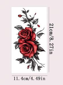 4pcs Multicolor Ink Fine Line Realistic Lily Flower Pattern, Suitable For Party, Wedding And Special Occasions, Floral Temporary Tattoo Stickers, Party Decorations, Natural Inspired Tattoo Stickers Last 3-5 Days - Multicolor - View 8