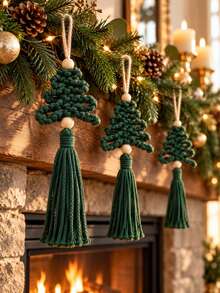 1pc Christmas Tree Hanging Decoration, Handmade Woven Tassel Hanging Decoration, Holiday Party Background Decoration, Used For Christmas Tree Windows, Holiday Parties, Fireplaces, Home Decoration Gifts - Style-4 - View 4