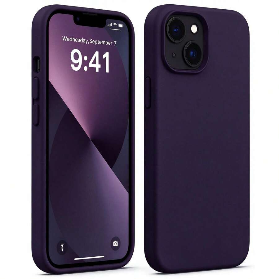 原裝矽膠保護殼，適用於 iPhone 13 14 15，[軍規級防震保護] 矽膠保護殼，內層採用柔軟防刮微纖維內襯，適用於 iPhone 16 Pro Max 17 Pro Max 18 Pro Max XS Max XR 7 8 Plus SE2022 6s 6s Plus 12 Mini 11 - 莓果紫 - 查看 1