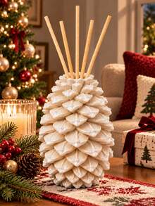 Pine Cone Shaped Reed Diffuser Base With Natural Wooden Reeds, Christmas Home Decor, Suitable For Living Room, Bedroom And Entryway - Pine Cone Aroma Diffuser - View 1