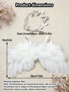 Set Perlengkapan Fotografi Bayi: Sayap Bulu + Aksesori Rambut 2pcs untuk Sesi Foto Satu Bulan/100 Hari/Potret/Natal, Pesta Bertema, dan Hadiah Bayi. - MultiWarna - View 3