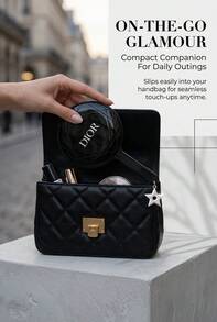 Dior Cannage Handheld Makeup Mirror, Classic Quilted Pattern, Star Charm Pendant, Luxury Hand Mirror For Daily Makeup & Gift - Black - View 9