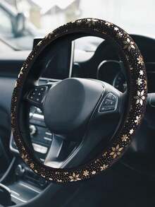 Ipcs Snowflake Print Car Steering Wheel Protector, Elastic Breathable SteeringWheelCover, Car Interior Accessories. - Multicolor - View 12