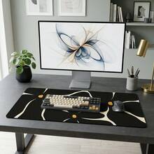 Black Floral Mouse Pad, Gaming Office Home Desktop Mat, Rubber Base PC Laptop Study Desk Pad, Computer Keyboard Pad, Non-Slip Smooth Surface, Office Home Gaming Desktop Accessory - View 9