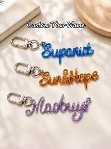 1pc Custom Wire Name Keychain,Personalization Handmade Name Tag,School Bag/Water Bottle/Luggage Tag,Gift For Him/Her,Birthday/Christmas/Party Favors - Multicolor - View 1