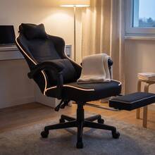 Swivel Gaming And Office Chair – Bucket-Style Seat With Footrest, Adjustable Backrest, Lumbar Pillow, And Headrest; Ergonomic Computer Chair For Gaming, Work, Study, And Relaxation (Supports Up To 140 Kg). - Black - View 4