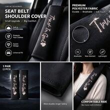 2pcs Rhinestone Car Seat Belt Shoulder Pads, Sparkling Rhinestone Trust In God Letter Heart Pattern, Soft Thickened Seat Belt Shoulder Cushion, Universal Car Seat Belt Protector, Women's Car Interior Decoration - Rhinestone Shoulder Pads - View 3